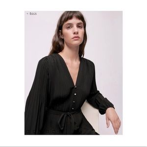 Maje Black Mini dress - ALL-OVER PLEAT DRESS WITH BUTTONS